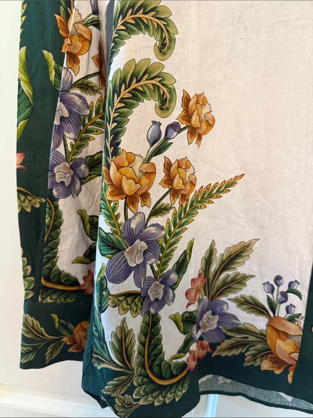 FARM Rio Green, Cream & Gold Botanical Button-Down Shirt - Picture 3 of 3